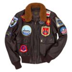WeeBroz Men's Brown Pete Maverick Top Gun Leather Bomber Jacket Tom Cruise Aviator Style Jacket