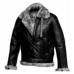 WeeBroz Men's Black RAF B3 Leather Bomber Jacket Pilot Flying Aviator Style - Image 2