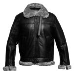 WeeBroz Men's Black RAF B3 Leather Bomber Jacket Pilot Flying Aviator Style - Image 3