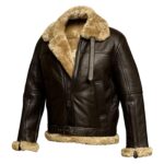 WeeBroz Men's Brown RAF B3 Leather Bomber Jacket Pilot Flying Aviator Style - Image 2