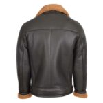 WeeBroz Men's Brown Sheepskin Leather Bomber Jacket Aviator Style - Image 2