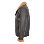 WeeBroz Men's Brown Sheepskin Leather Bomber Jacket Aviator Style - Image 3