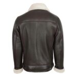 WeeBroz Men's Brown Sheepskin Leather Bomber Jacket Pilot Style - Image 2