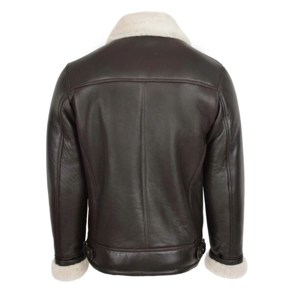 WeeBroz Men's Brown Sheepskin Leather Bomber Jacket Pilot Style - Image 2