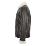 WeeBroz Men's Brown Sheepskin Leather Bomber Jacket Pilot Style - Image 3