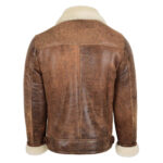 WeeBroz Men's Vintage Brown Sheepskin Leather Bomber Jacket Aviator Style - Image 2