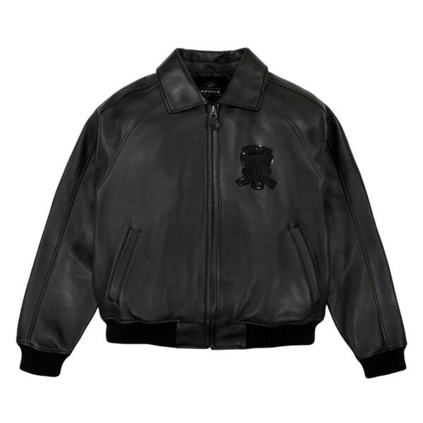 Best Seller Men's Iconic Avirex Leather Jacket Black American Flight Jacket - Image 1