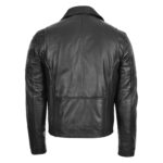 WeeBroz Men's Black Leather Biker Jacket Dual Zip Hook Style - Image 2