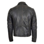 WeeBroz Men's Vintage Black Leather Biker Jacket Dual Zip Rider Style - Image 2