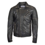WeeBroz Men's Vintage Black Leather Biker Jacket Dual Zip Rider Style - Image 3