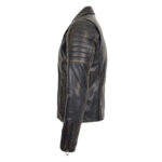 WeeBroz Men's Vintage Black Leather Biker Jacket Dual Zip Rider Style - Image 4