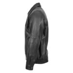 WeeBroz Men’s Black Leather Bomber Jacket Classic Style - Image 3