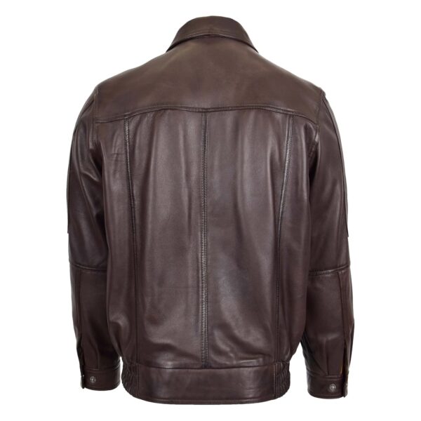 WeeBroz Men's Brown Leather Bomber Jacket Casual leather jacket - Image 2