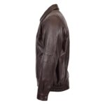 WeeBroz Men's Brown Leather Bomber Jacket Casual leather jacket - Image 3