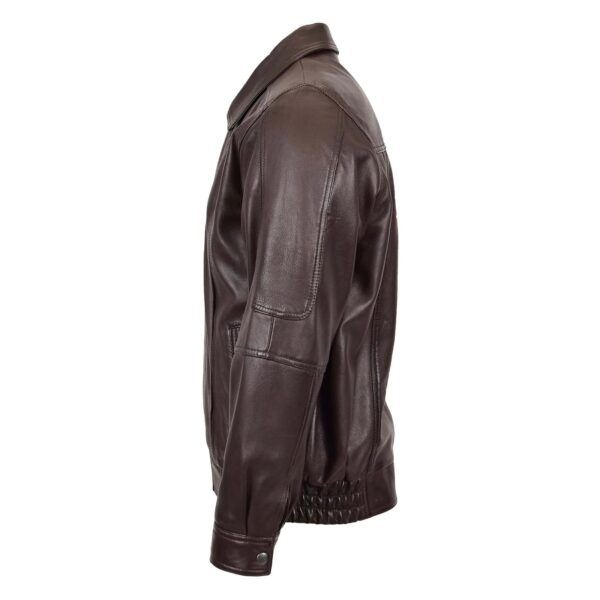 WeeBroz Men's Brown Leather Bomber Jacket Casual leather jacket - Image 3