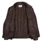 WeeBroz Men's Brown Leather Bomber Jacket Casual leather jacket - Image 4