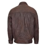 WeeBroz Men's Brown Nubuck Leather Bomber Jacket Classic Style - Image 2