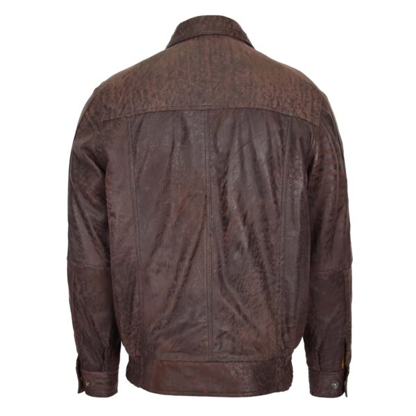 WeeBroz Men's Brown Nubuck Leather Bomber Jacket Classic Style - Image 2