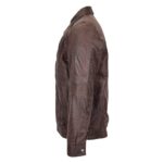 WeeBroz Men's Brown Nubuck Leather Bomber Jacket Classic Style - Image 3