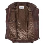 WeeBroz Men's Brown Nubuck Leather Bomber Jacket Classic Style - Image 4