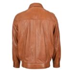 WeeBroz Men's Tan Leather Bomber Jacket Casual leather jacket - Image 2