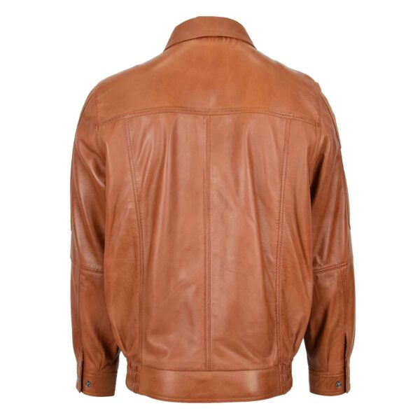 WeeBroz Men's Tan Leather Bomber Jacket Casual leather jacket - Image 2