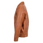 WeeBroz Men's Tan Leather Bomber Jacket Casual leather jacket - Image 3