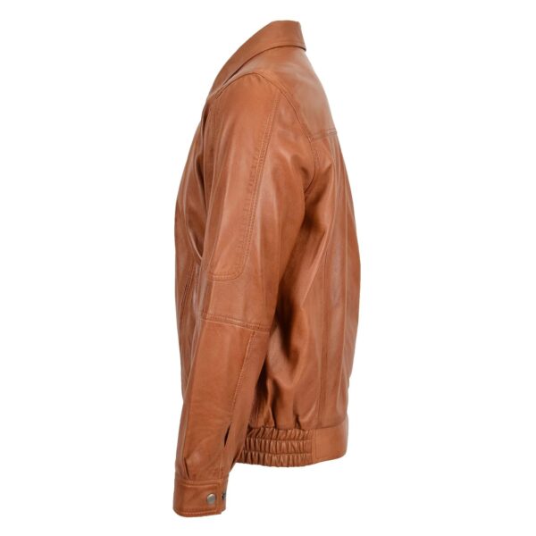 WeeBroz Men's Tan Leather Bomber Jacket Casual leather jacket - Image 3