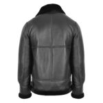 WeeBroz Men's Black B3 Leather Bomber Jacket Pilot Aviator Style - Image 2