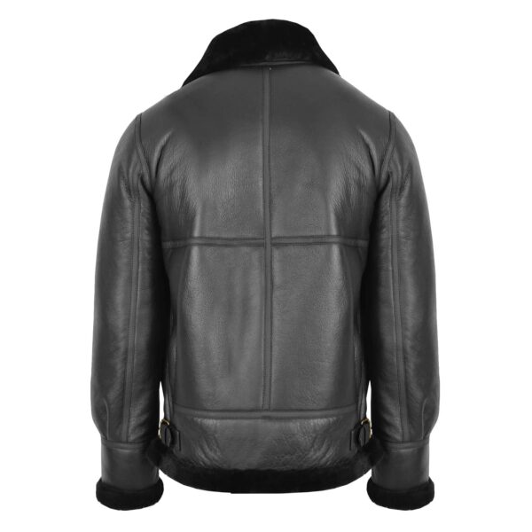 WeeBroz Men's Black B3 Leather Bomber Jacket Pilot Aviator Style - Image 2