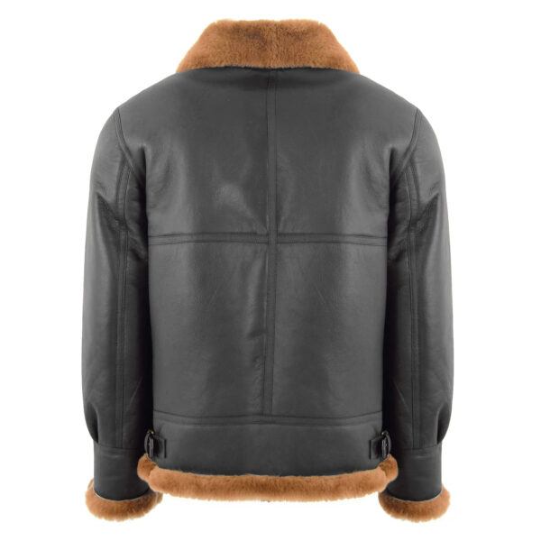 WeeBroz Men's Brown Ginger B3 Leather Bomber Jacket Aviator Style - Image 2
