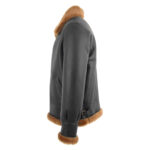 WeeBroz Men's Brown Ginger B3 Leather Bomber Jacket Aviator Style - Image 3