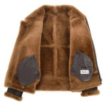 WeeBroz Men's Brown Ginger B3 Leather Bomber Jacket Aviator Style - Image 4