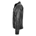 WeeBroz Men's Black Leather Bomber Jacket Blouson Jacket - Image 3