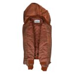 WeeBroz Men’s Brown Leather Bomber Jacket Removable Hooded Style - Image 5