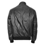 WeeBroz Men's Black Leather Bomber Flight Jacket Clean-Cut - Image 2