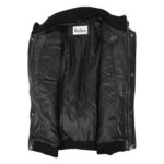 WeeBroz Men's Black Leather Bomber Flight Jacket Clean-Cut - Image 4