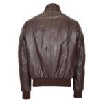 WeeBroz Men's Brown Leather Bomber Flight Jacket Casual Zip-up Jacket - Image 2