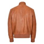 WeeBroz Men's Tan Leather Bomber Flight Jacket Casual Outerwear - Image 2