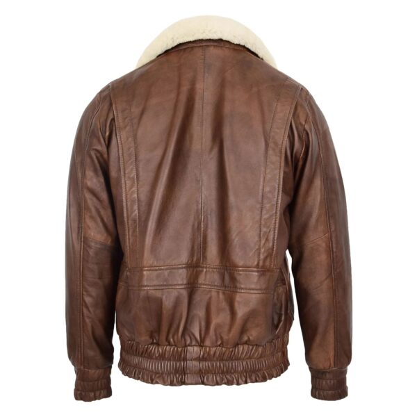 WeeBroz Men's Brown G-1 Leather Bomber Jacket Aviator Style - Image 2