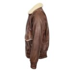 WeeBroz Men's Brown G-1 Leather Bomber Jacket Aviator Style - Image 4