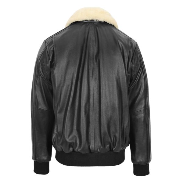 WeeBroz Men's Black G-1 Leather Bomber Jacket Aviator Style - Image 2