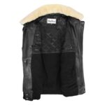 WeeBroz Men's Black G-1 Leather Bomber Jacket Aviator Style - Image 5