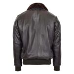 WeeBroz Men's Brown G-1 Leather Bomber Jacket Aviator Style - Image 2