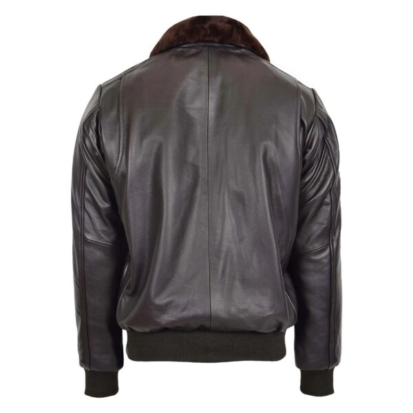 WeeBroz Men's Brown G-1 Leather Bomber Jacket Aviator Style - Image 2