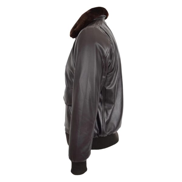 WeeBroz Men's Brown G-1 Leather Bomber Jacket Aviator Style - Image 4