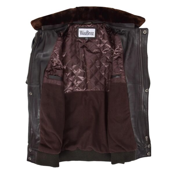 WeeBroz Men's Brown G-1 Leather Bomber Jacket Aviator Style - Image 5