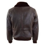 WeeBroz Men’s Brown G-1 Leather Bomber Jacket with Airforce Badges - Image 2