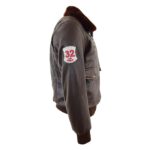 WeeBroz Men’s Brown G-1 Leather Bomber Jacket with Airforce Badges - Image 4