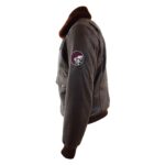 WeeBroz Men’s Brown G-1 Leather Bomber Jacket with Airforce Badges - Image 5